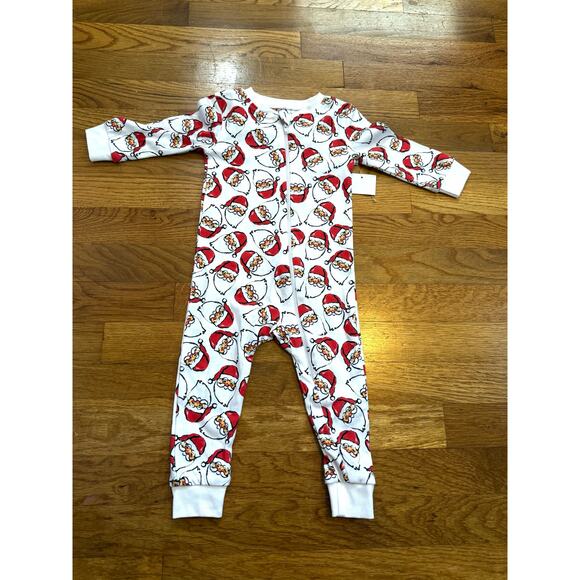 Sammy+Nat Baby 12 Months White Red Santa Footed Onesie Pajama Christmas - Picture 1 of 7